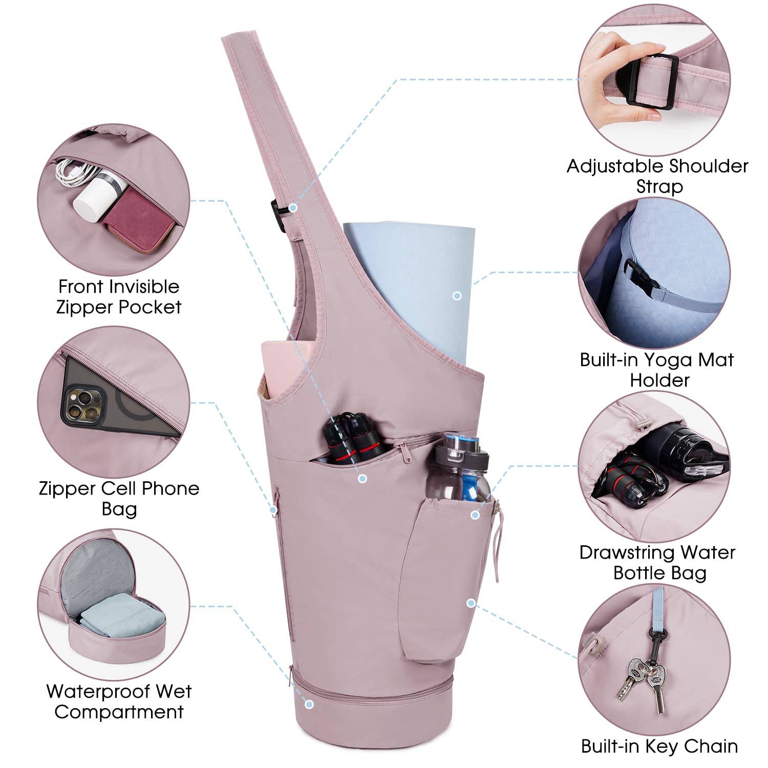 wandf - Wholesale Yoga Bag - Yoga Mat Bag Large Opening Long Tote Yoga Mat Carrier Holder21