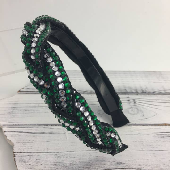 Groen en wit gevlochten stenen hoofdband voor wholesale door SongLily