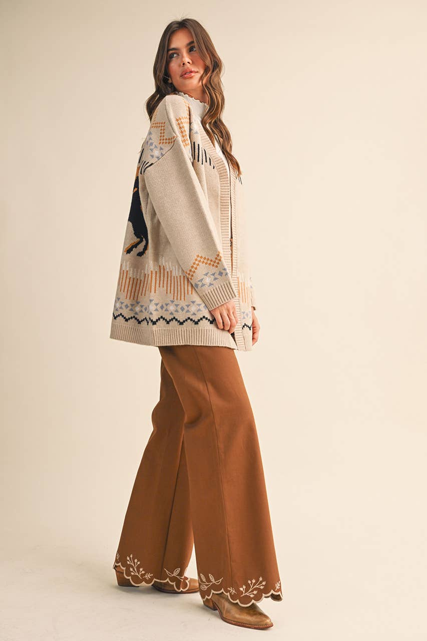 &MERCI - Wholesale Cardigan - Women's - WESTERN MOTIF SWEATER CARDIGAN MSW1113527