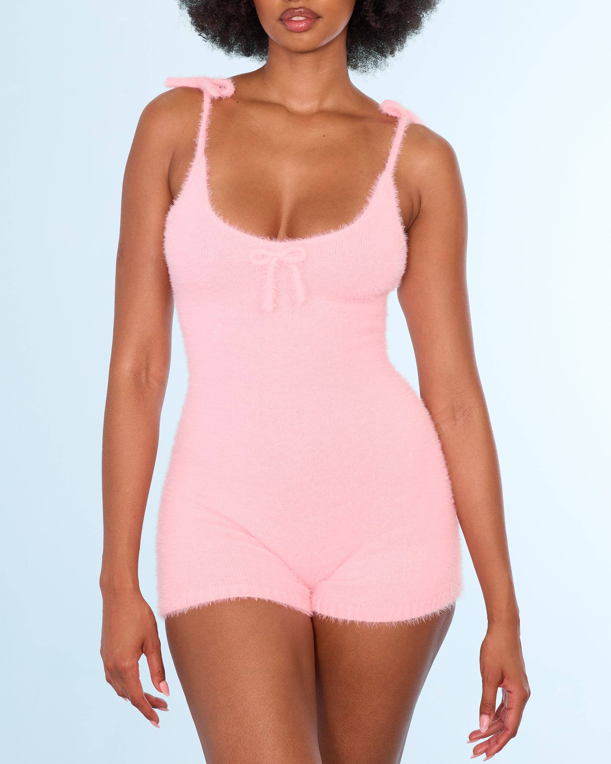 Voight - Wholesale Onesie – Women's - Fuzzy Tank Onesie in Pink