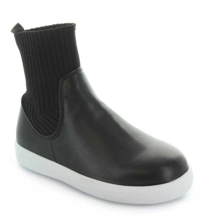 Big Kid Shay Knit Ribbed Boot - Black for wholesale by Hoo Shoes