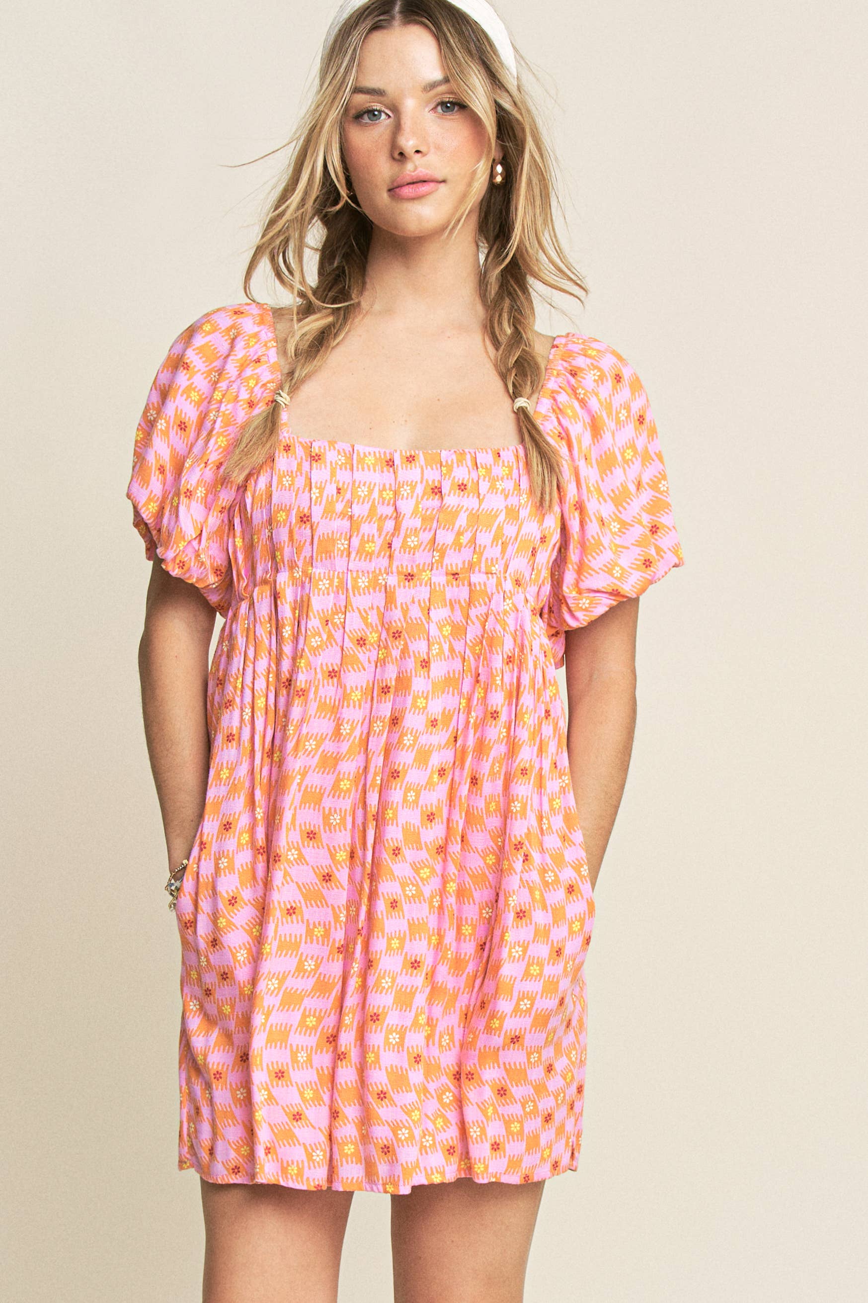 Hersy - Wholesale Dress - Women's - PUFF SLEEVE MINI DRESS- HD02207