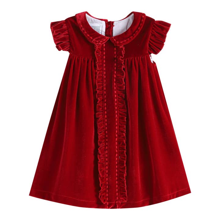 Lil Cactus - Wholesale Dress - Kids - Red Velvet Ruffle Dress
