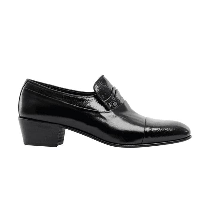 Club Cubano – Sapatos Oxford - Homem por atacado – VALENCIA Sapatos Masculinos de Couro Macio com Salto Cubano Reptil Preto7