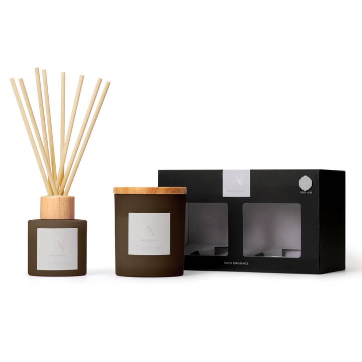 Frosted Decadence Candle & Reed Diffuser, Praline & Birch for wholesale by Aroma Naturals