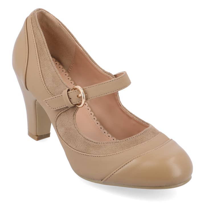 Journee - Wholesale Low Heels - Women's - Siri Mary Jane Pump Heels In Faux & Tweed3