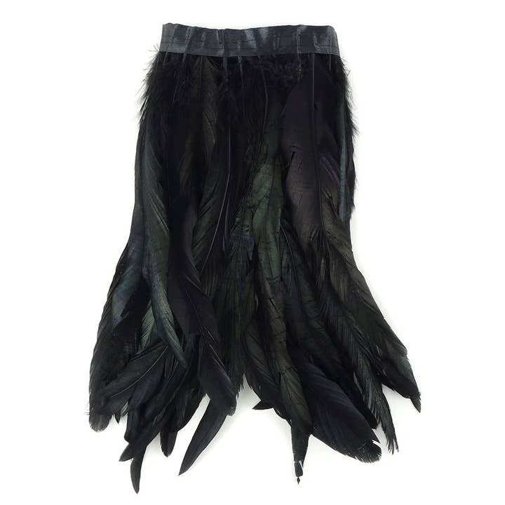 Zucker Feather Products - Wholesale Feathers - Half Bronze Rooster Coque Feather Fringe - Black - Irid