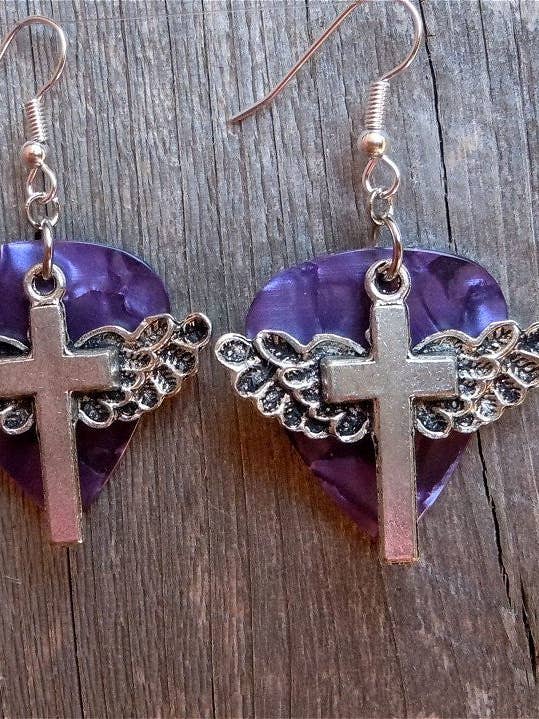 Brincos de Guitarra Cruz Alada Charm por atacado de Simply Raevyn