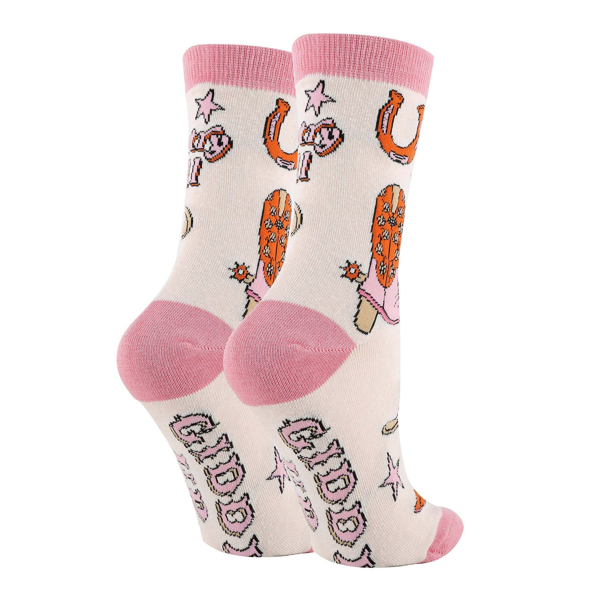 Oooh Yeah/Sock It Up/Oooh Geez Slippers - Wholesale Socks - Women's - Giddy Up | Women's Western Fun Saying Crew Socks1
