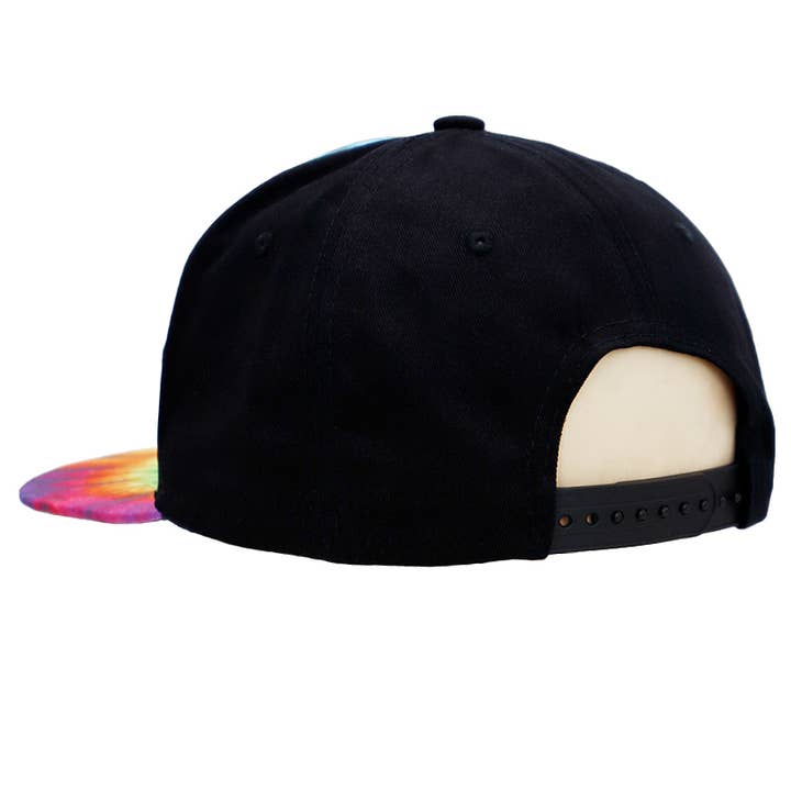 Cap Zone - Wholesale Flat Brim Cap - Unisex - Tie Dye Marijuana Leaf Cotton Six Panel Snapback