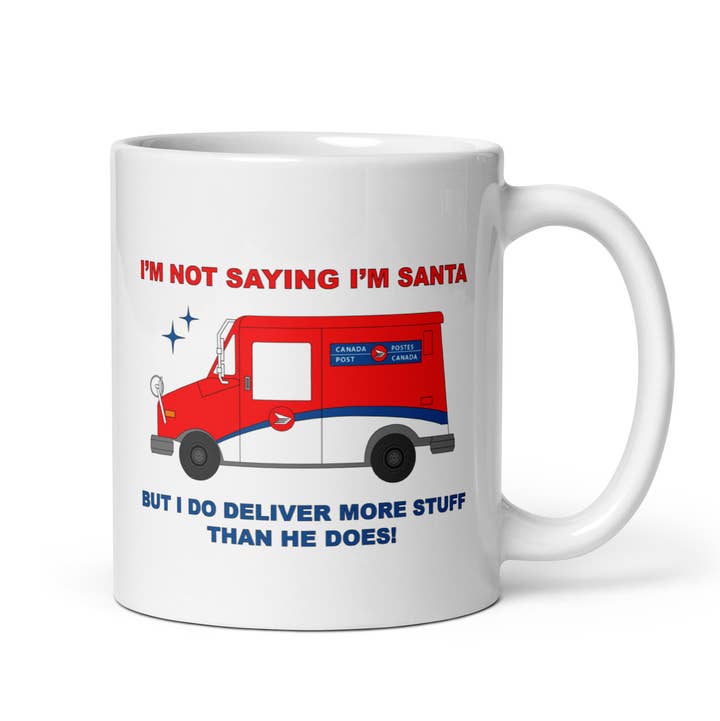 Canada Postal Worker Santa Mug, 11oz Ceramic Coffee Mug for wholesale by Poppermost Prints