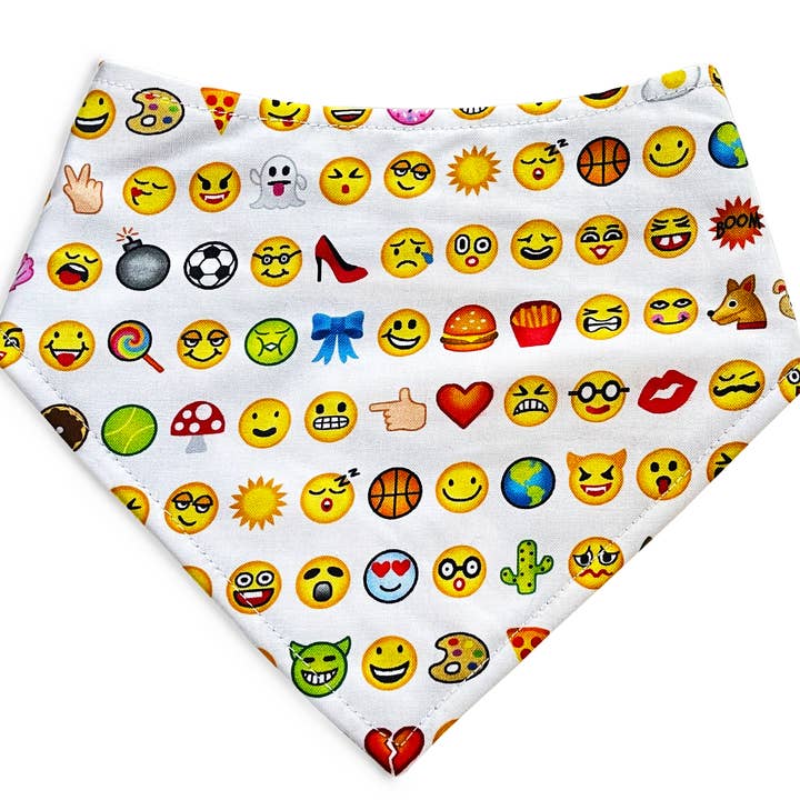 Holy Emoji - White Emoji Fun Snap On Dog & Cat Bandana for wholesale by Very Vintage Designs