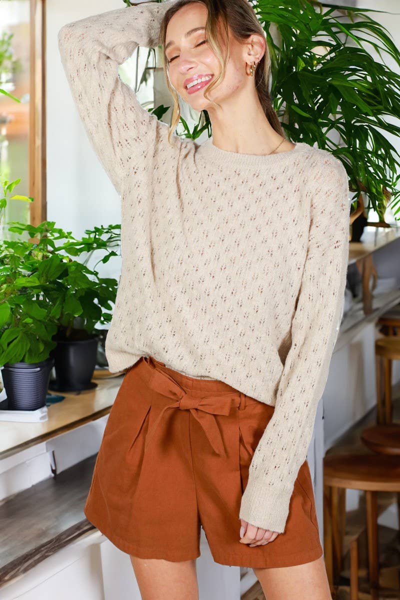 Vine & Love - Vente Pull en maille – femme - Pull en crochet tricoté en fil pailleté texturé VT8200718