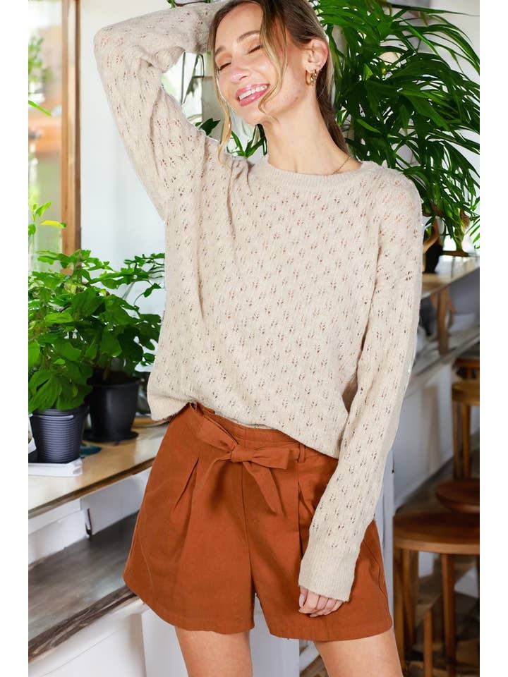 Vine & Love - Vente Pull en maille – femme - Pull en crochet tricoté en fil pailleté texturé VT8200718