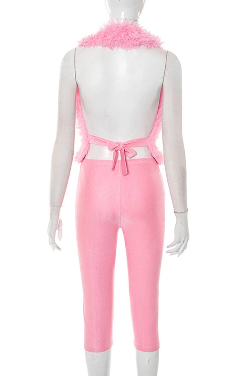 Mccolin - Venta al por mayor Conjuntos de top y pantalón (NO para estar en casa) - Mujer - Conjunto de chaleco de piel sintética y pantalones cortos6