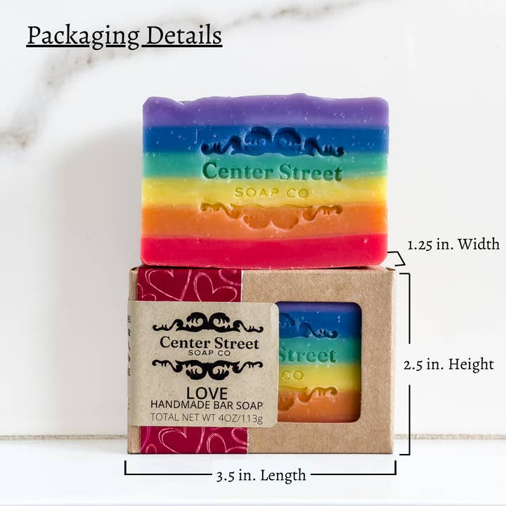 Center Street Soap Co - Wholesale Bar Soap - Love Rainbow Pride Handmade Bar Soap - 4oz2