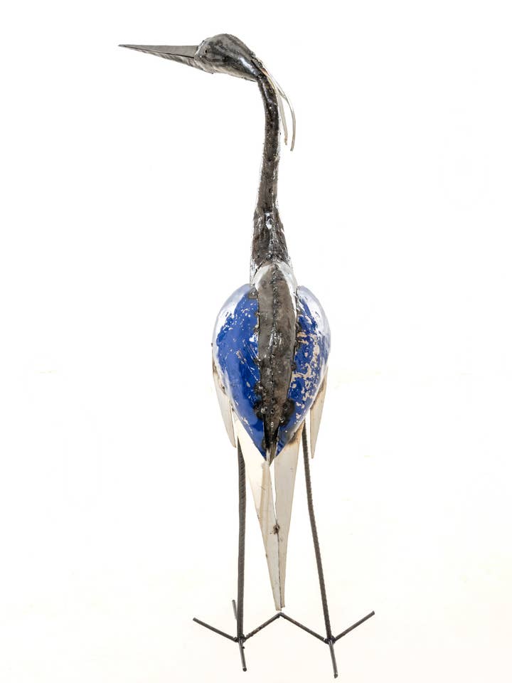 METAL NEW LARGE NATURAL BLUE HERON for wholesale by Zimba-Arts
