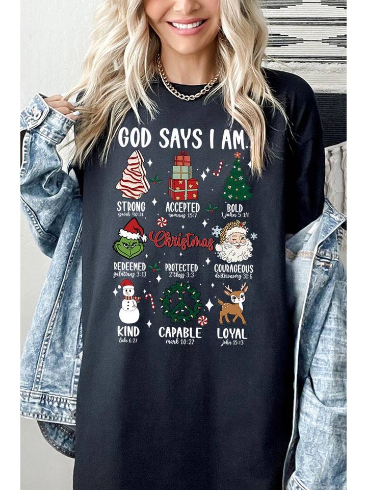 COLORBEAR - Wholesale T-Shirt (Graphic) - Unisex - God Says I Am Christmas Graphic Heavyweight Tee14