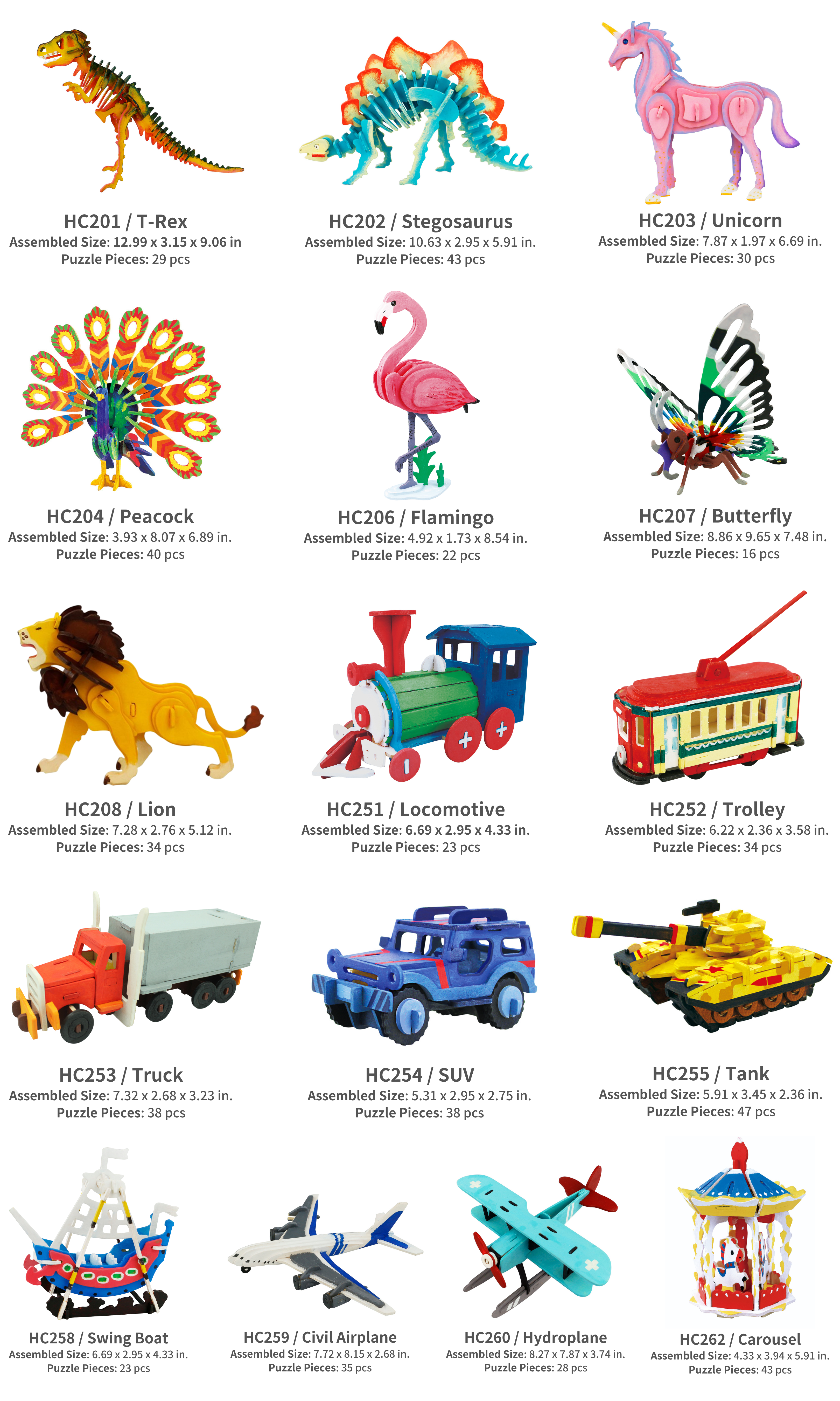 Hands Craft - Vente Puzzle – enfant - Kits de puzzles en bois 3D (avec peinture)16