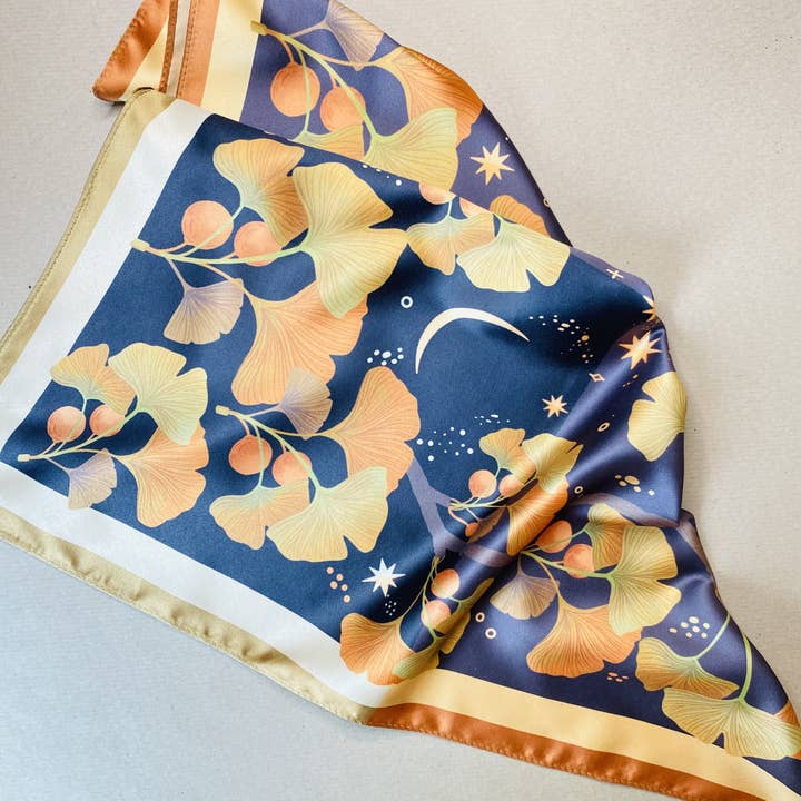 Split Moon Studios - Wholesale Scarf - Women's - Golden Leaf Ginko Motive Scarf9