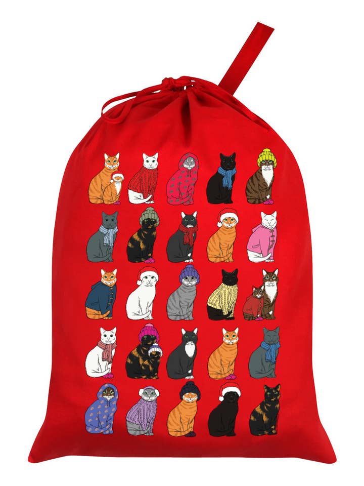 Festive Felines Christmas Red Santa Sack for wholesale by Grindstore