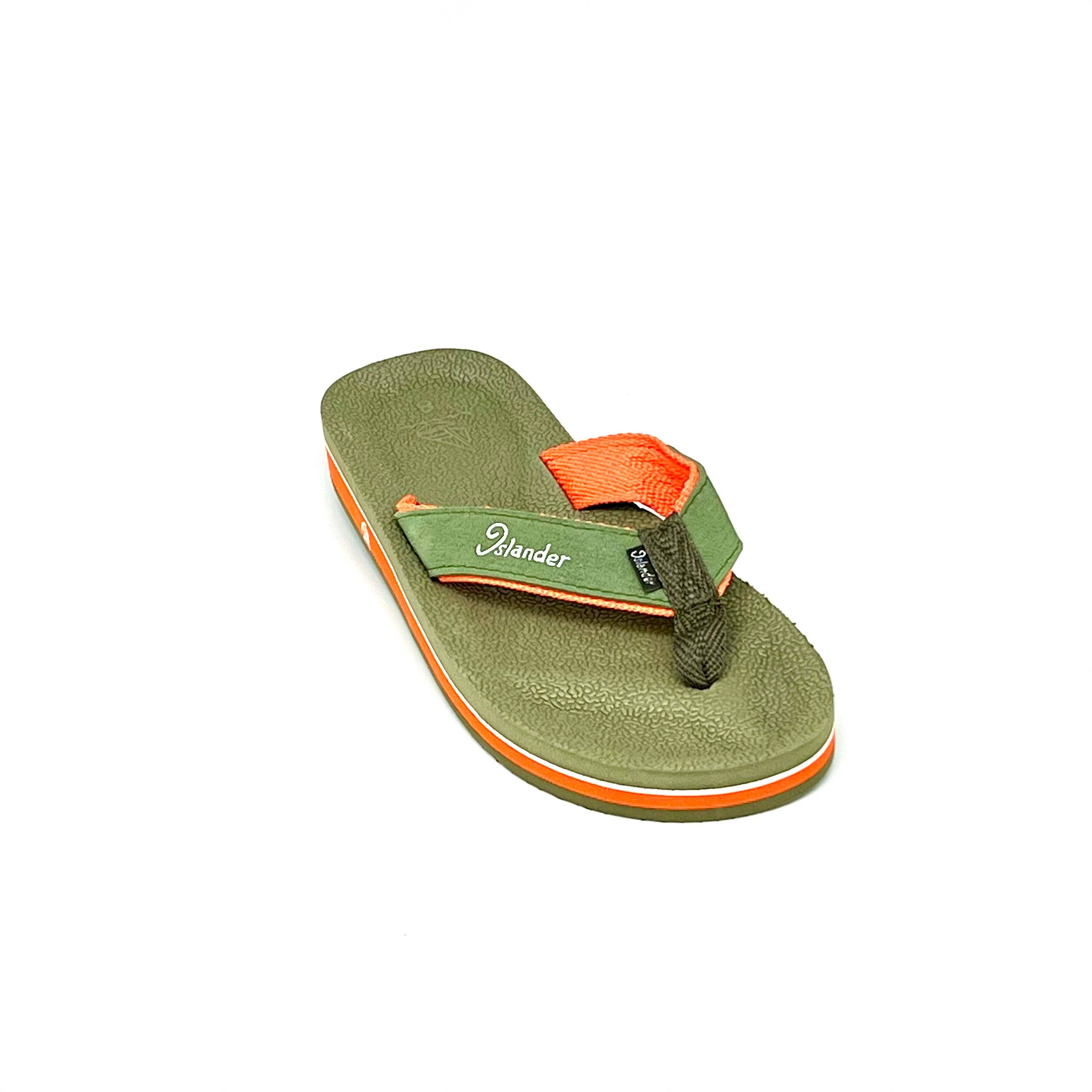 Islander Footwear & Apparel – wholesale Flip flops – Unisex – 2300 Series Sandals (Flip Flops) - Olive Green / Orange6