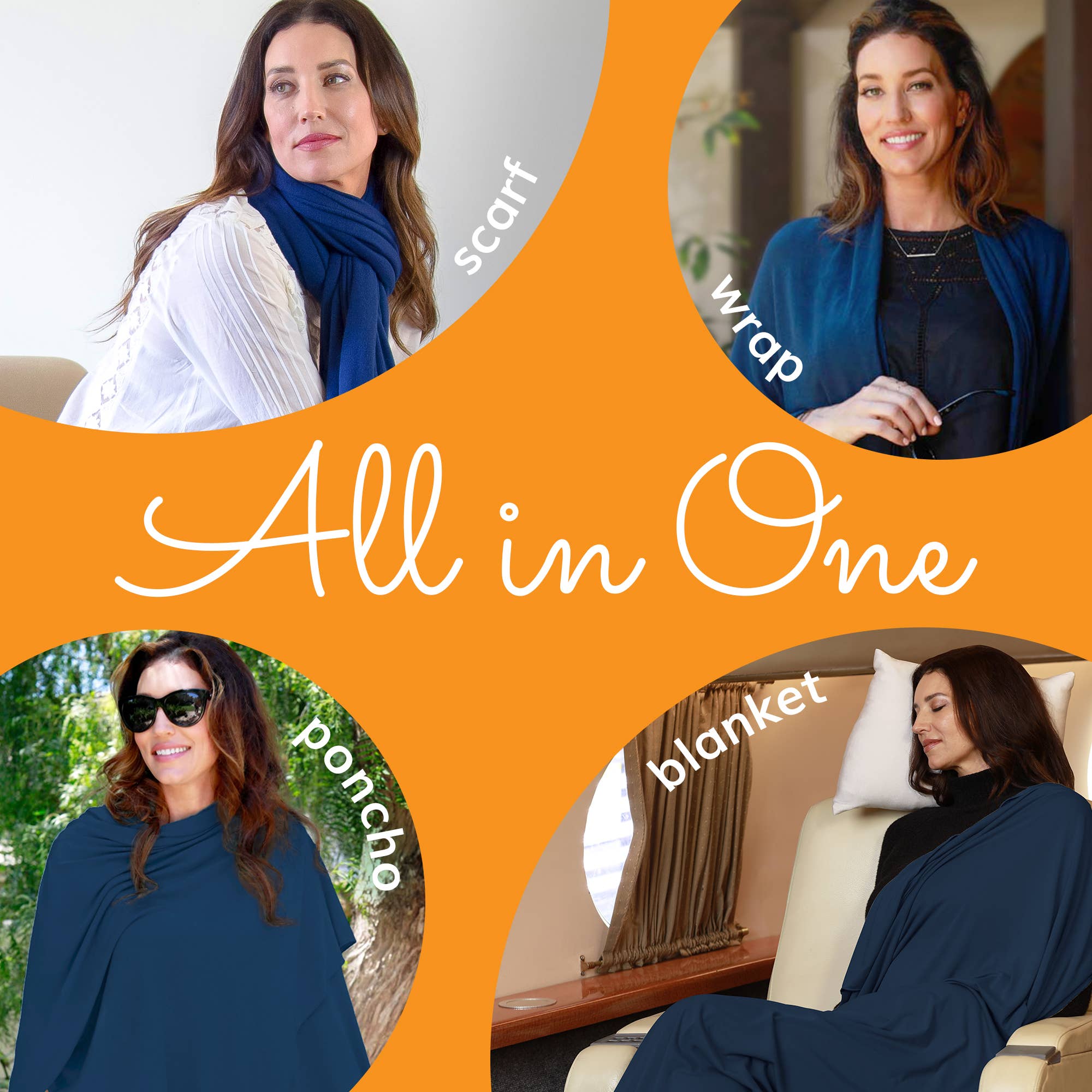 HappyLuxe - Wholesale Wrap - Women's - The Wayfarer Travel Wrap in Navy Blue1