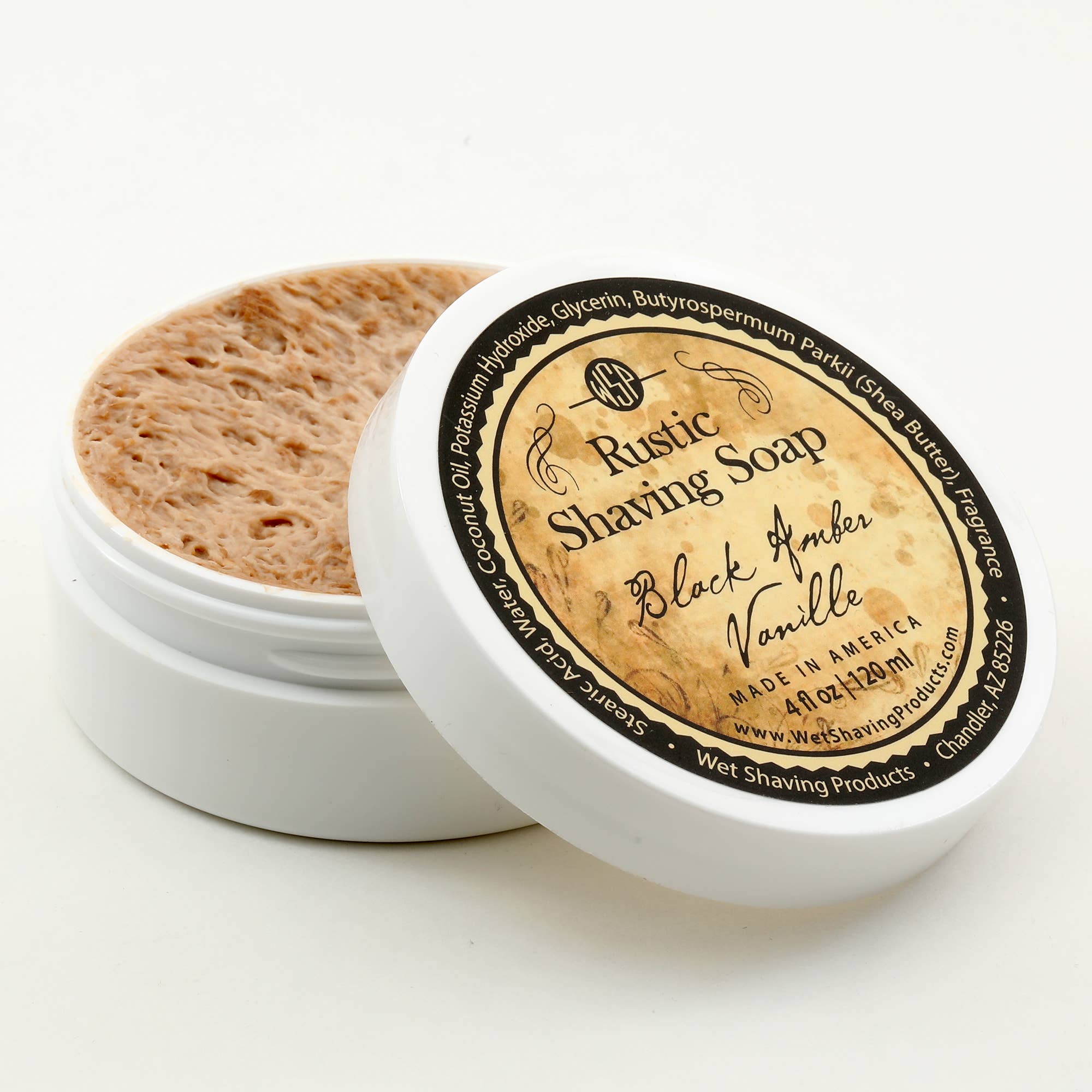 Wet Shaving Products - Wholesale Shave Soap - Men's - Rustic Shaving Soap - Black Amber VanilleRustic Shaving Soap - Black Amber Vanilla - 4 Fl oz1