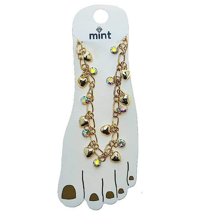 Puffy Heart Chain Anklet for wholesale by Atlas Fashion