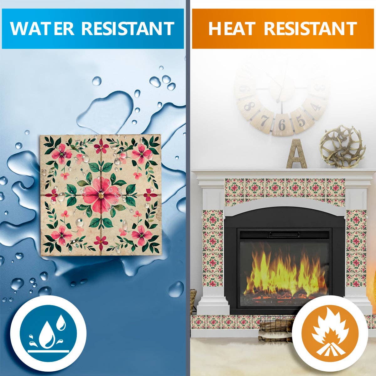 Mi Alma LLC - Wholesale Wall Tile - Floral Vintage Colorful Retro Design Multicolor beautiful backsplash Model - L8015