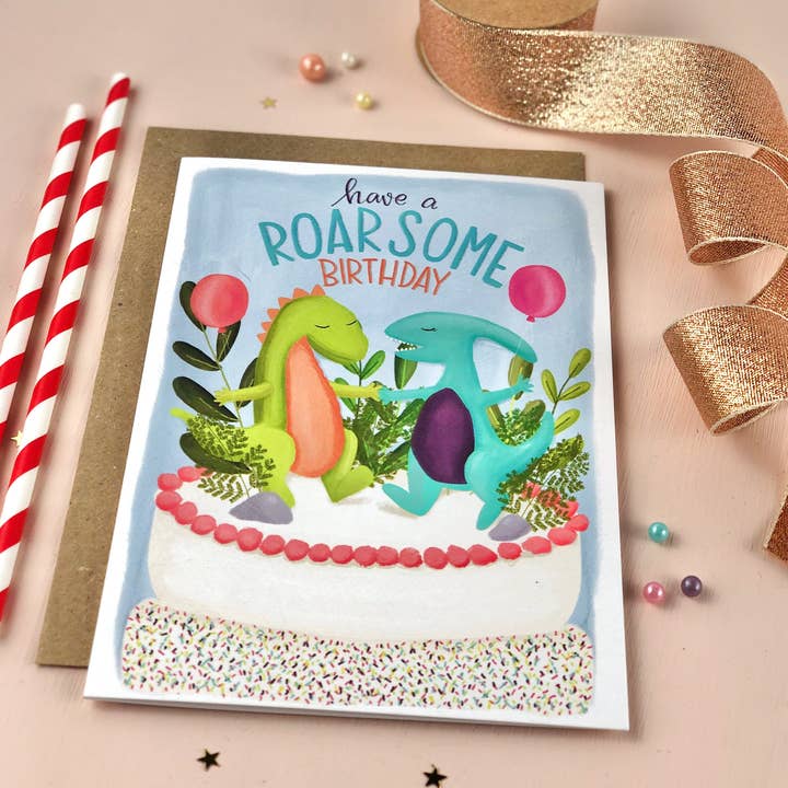 The Little Posy Print Company - Wholesale Birthday Card - Have a Roarsome Birthday Dinosaur Card1