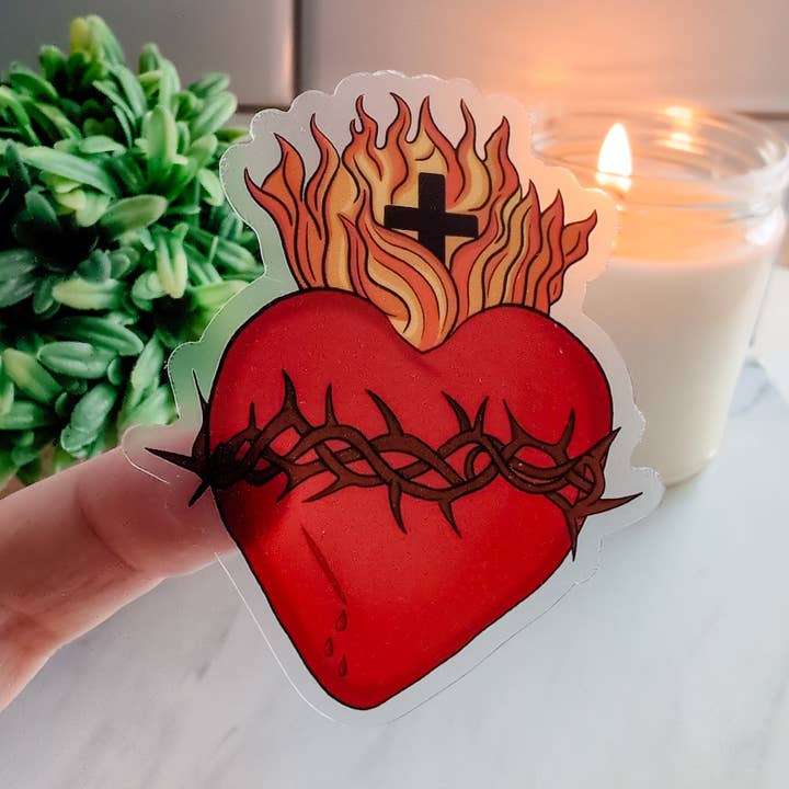 Adesivo Trasparente Sacro Cuore di Gesù per la vendita all'ingrosso da parte di worthy of Agape