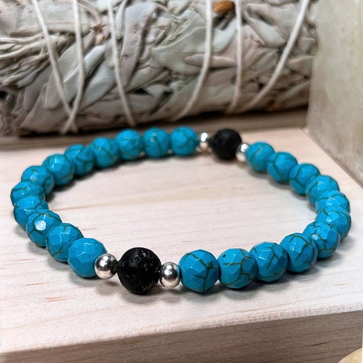 8 mm gesimuleerde turquoise diffusorarmband met etherische olie voor wholesale door One Zero Eight