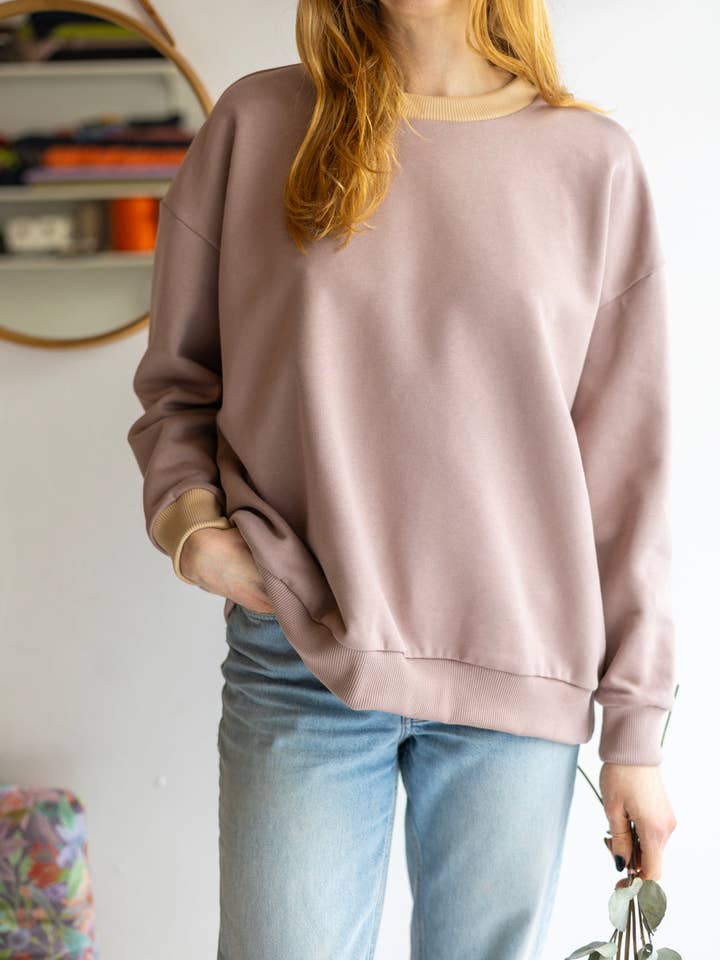 Felpa oversize con scollo rotondo 'Homecoming' | rosa nebbioso per la vendita all'ingrosso da parte di aesthete-kidswear