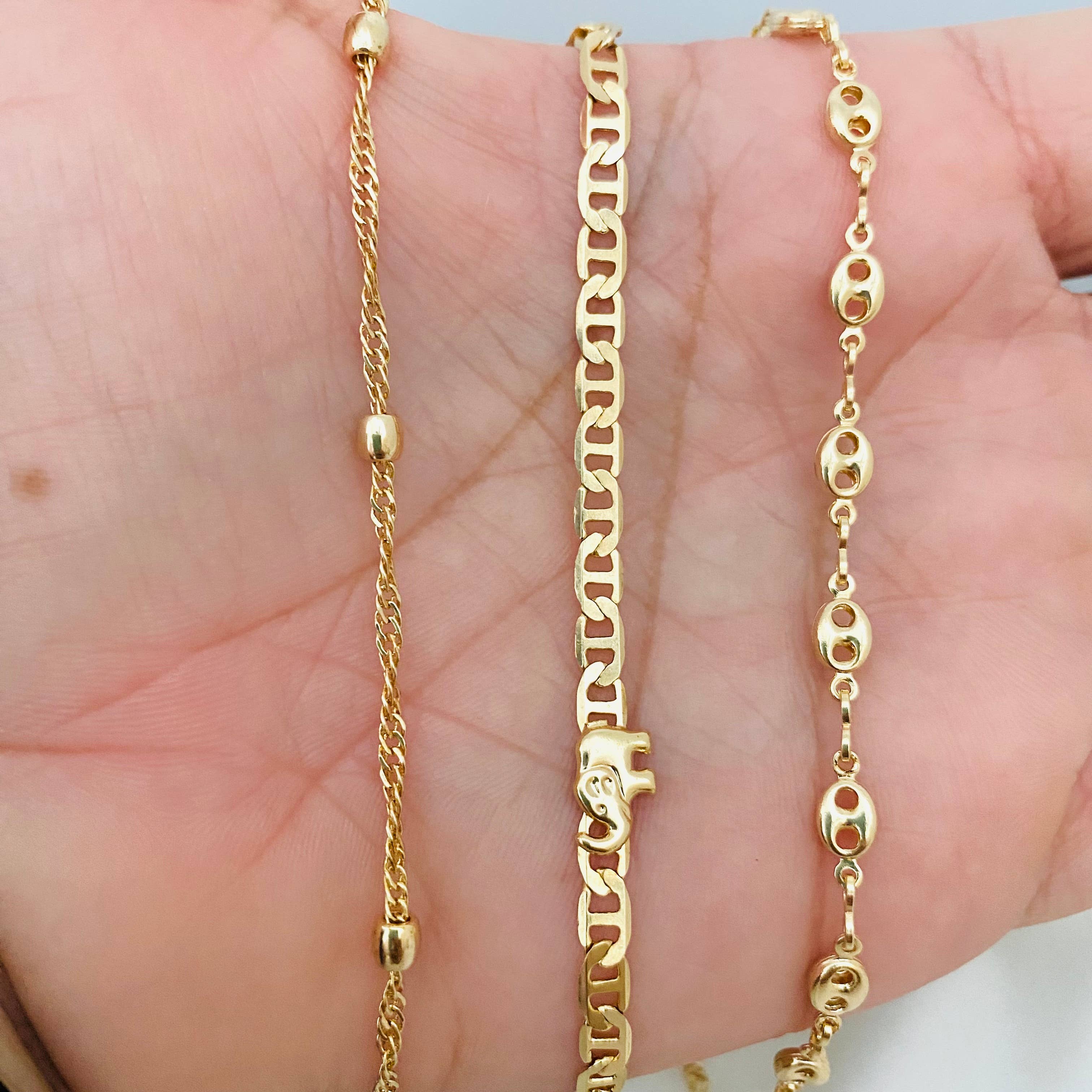 Housegoldjewelry - Wholesale Enkelbandje - Enkelbandje met olifant, enkelbandje met kralen, enkelbandje met puf link,3