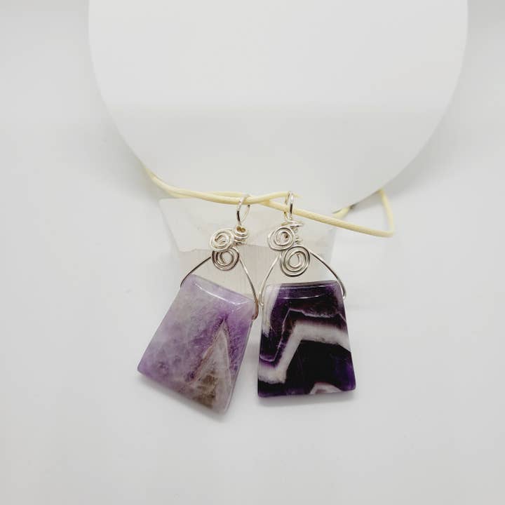 Amethyst Swirl Top Stone Pendant Necklace Handmade for wholesale by The Raven's Edge