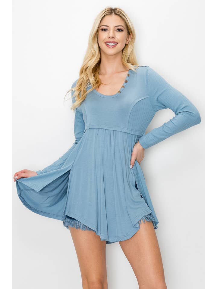 ePretty - Wholesale Tunic - Women's - EP-TP1606 Baby Doll Tunic Henley Top7