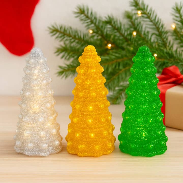 Håndlavet Lysende Juletræ - Guld Sølv Grøn | KIZIMA | Julegave 2026 for engroshandel hos KIZIMA