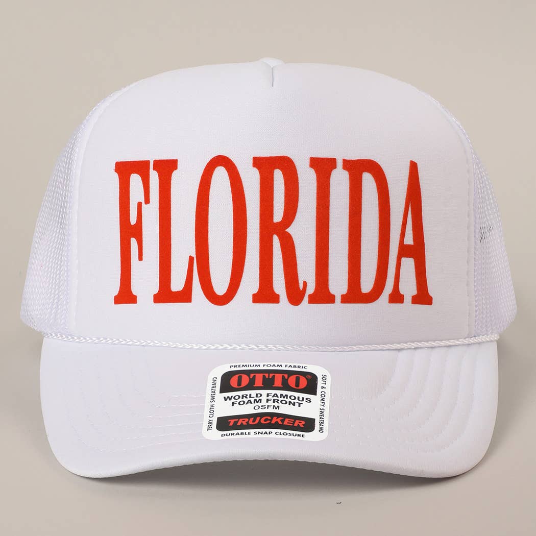 Fashion City - Wholesale Trucker Hat - Unisex - FLORIDA Text Printed Mesh Back Foam Trucker Hat30