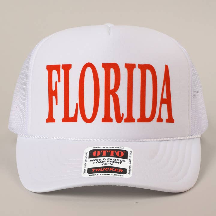 Fashion City - Wholesale Trucker Hat - Unisex - FLORIDA Text Printed Mesh Back Foam Trucker Hat30