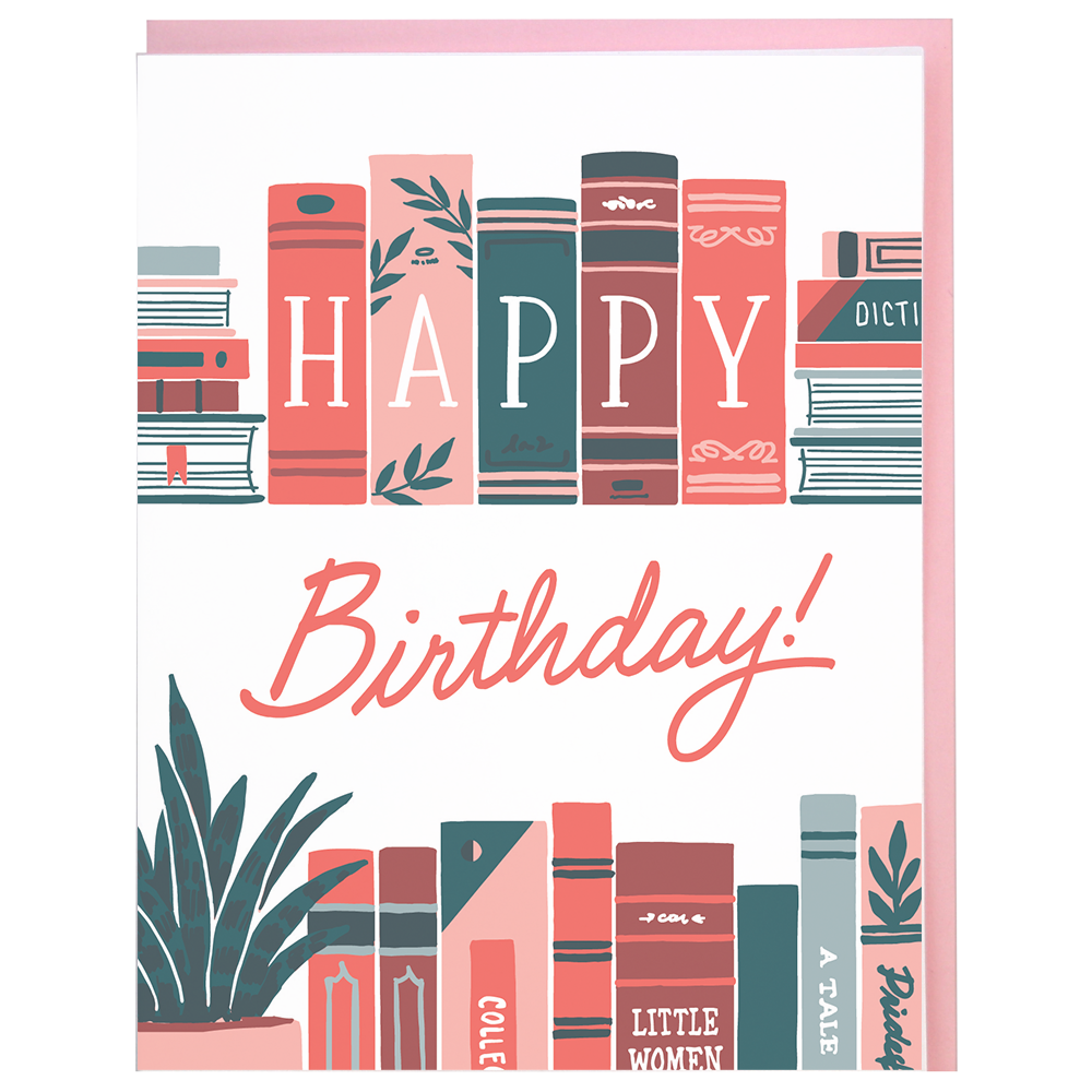 Smudge Ink - Wholesale Birthday Card - Bookshelf Birthday Card2