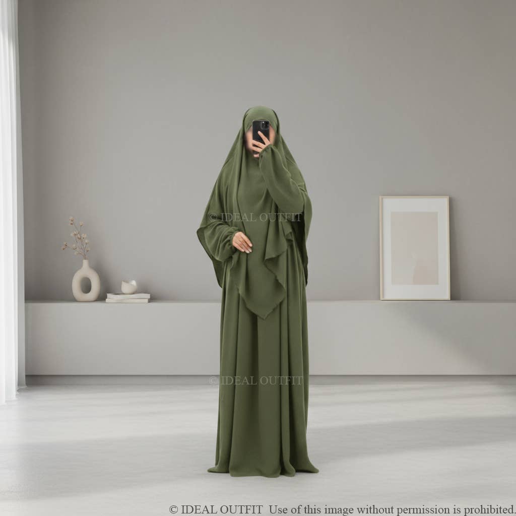 IDEAL OUTFIT - Wholesale Kaftan - Dames - 2-delige khimar en abaya set in jazzstijl ref:e2326+2501jazz62