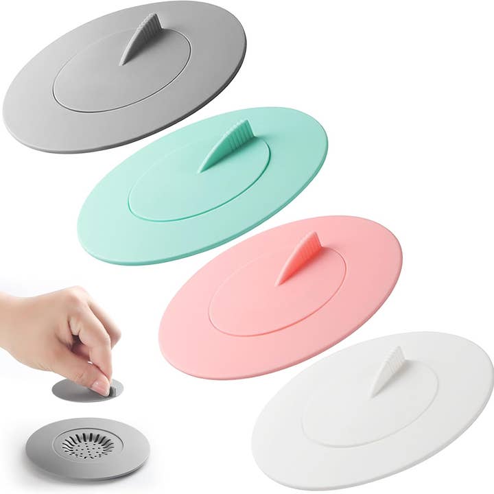 Krediz - Wholesale Sink Strainer/Stopper - Set of 4 Bathtub Stopper 2-in-1 Bathtub Drain Hair Catcher Silicone Kitchen Bathroom Shower Water Strainer Protectors,Universal Flat Suction Shower Drain Cover,Washbasin Drain Stopper1