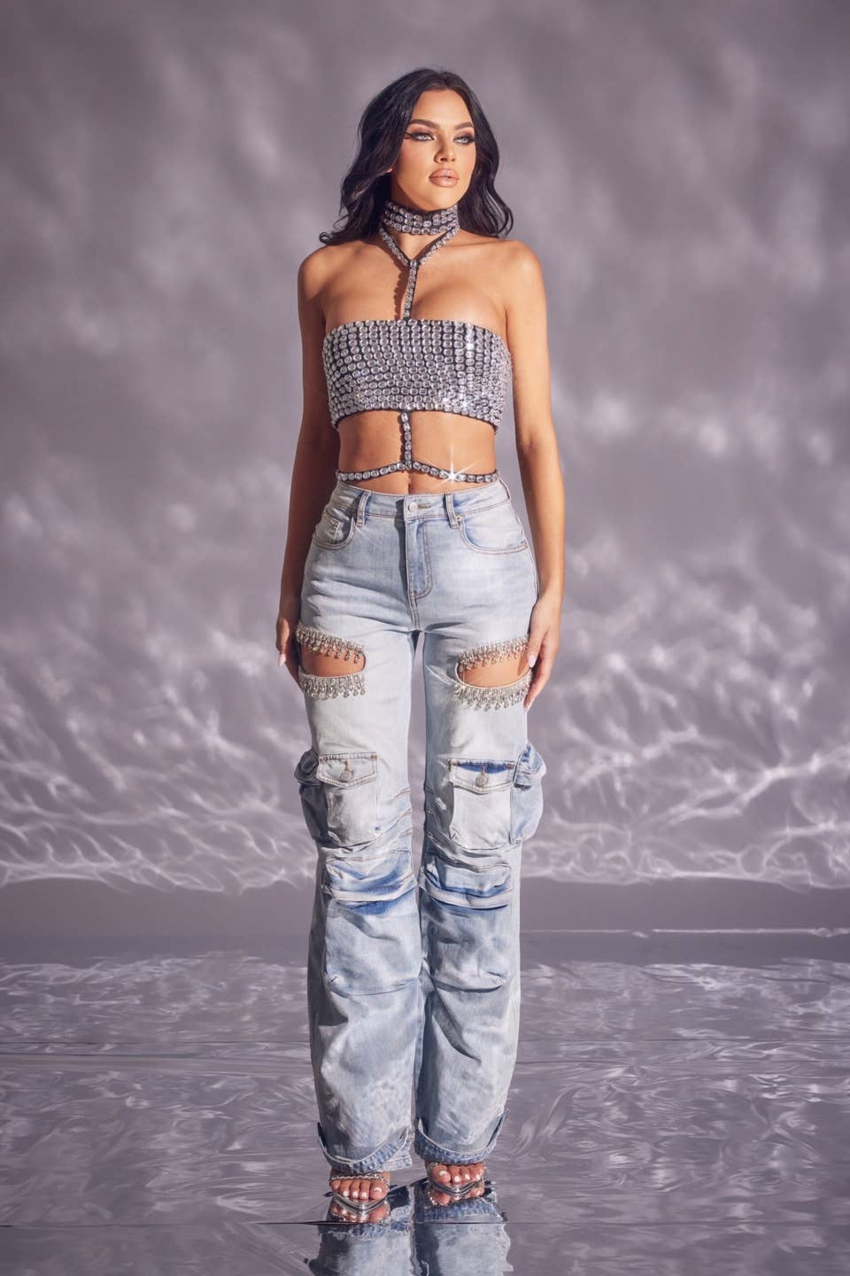 WFFS - Wholesale Blouse - Women's - Rhinestone Crop Top3