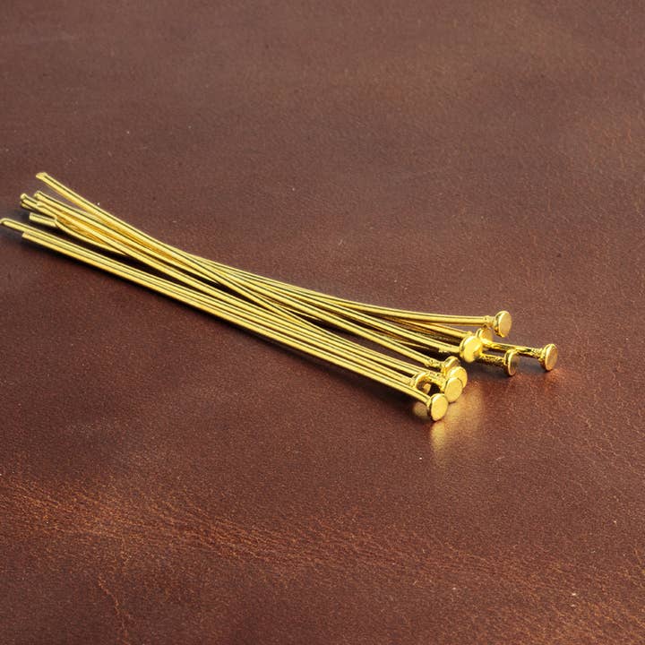 2" length Vermeil Disc Headpin, 22 Gauge Wire, 10 pieces per Bag for wholesale by Beads of Cambay