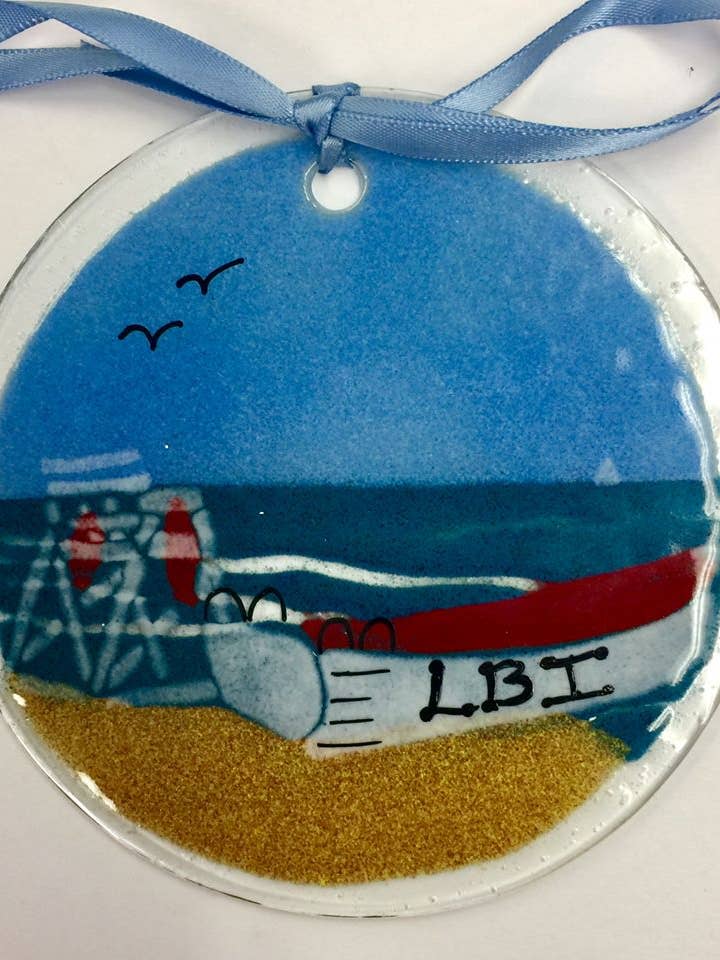 Life Boat Beach Any Town or Saying Suncatcher/Ornament for wholesale by Folio Art Glass