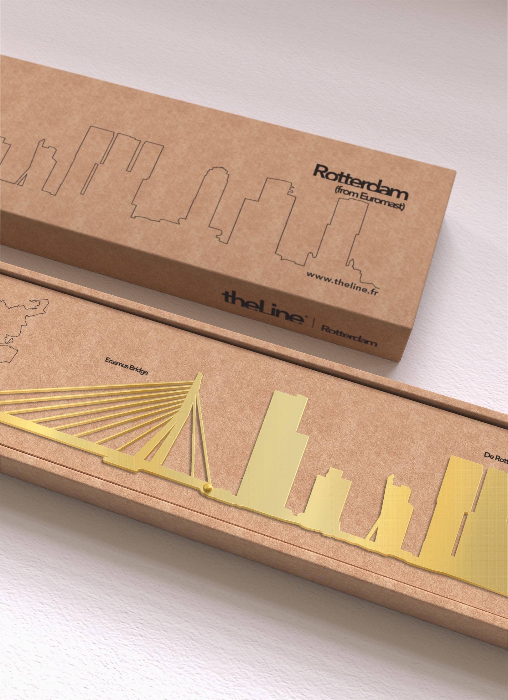 The Line – Großhandel 3D-Wandkunst – Wanddekor — Skyline von Rotterdam — Gold (50 cm)2