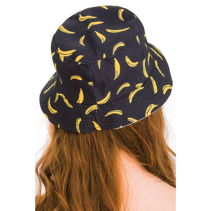 Cap Zone - Vente Bob – femme - Chapeau seau réversible en coton Banana Summer Festive5