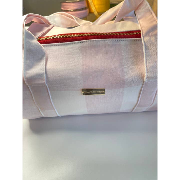 Birdie Barrel Bag - Pretty in Pink Gingham for wholesale by Bunny Bradley Designs