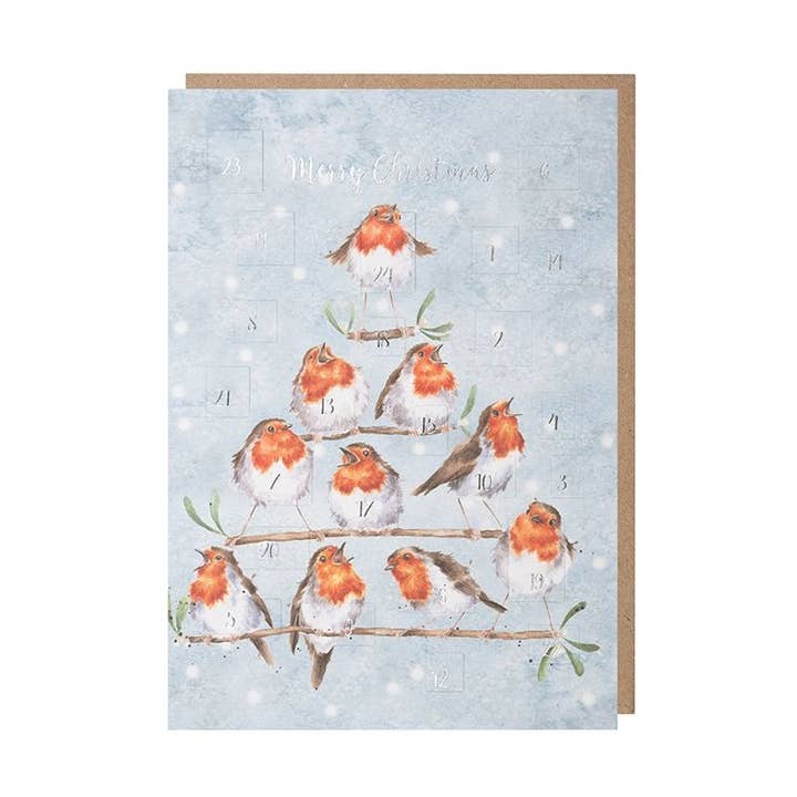 Rockin Robins - Advent Calendar Card for wholesale by Wrendale Designs